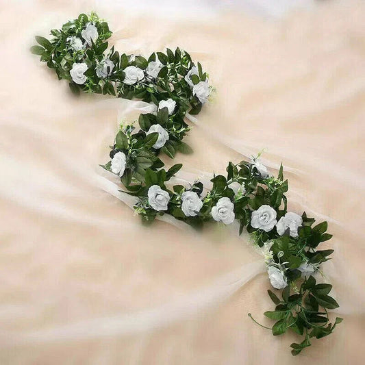 2.5m Artificial Flower Silk Rose Leaf Garland Vine Ivy Home Wedding Garden Corbycart