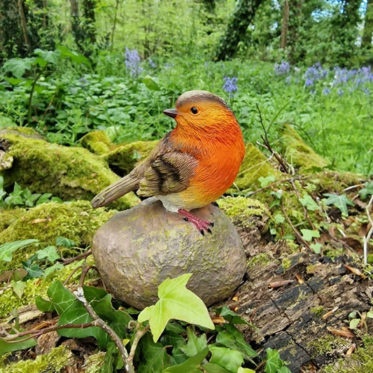 Robin on a Stone Resin Garden Ornament Resin Bird Sculpture Figurine CorbyCart