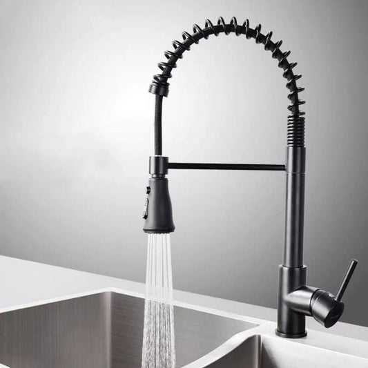 Matt Black Monobloc Kitchen Sink Mixer Tap with Pull Out Hose Spray Single Lever Corbycart