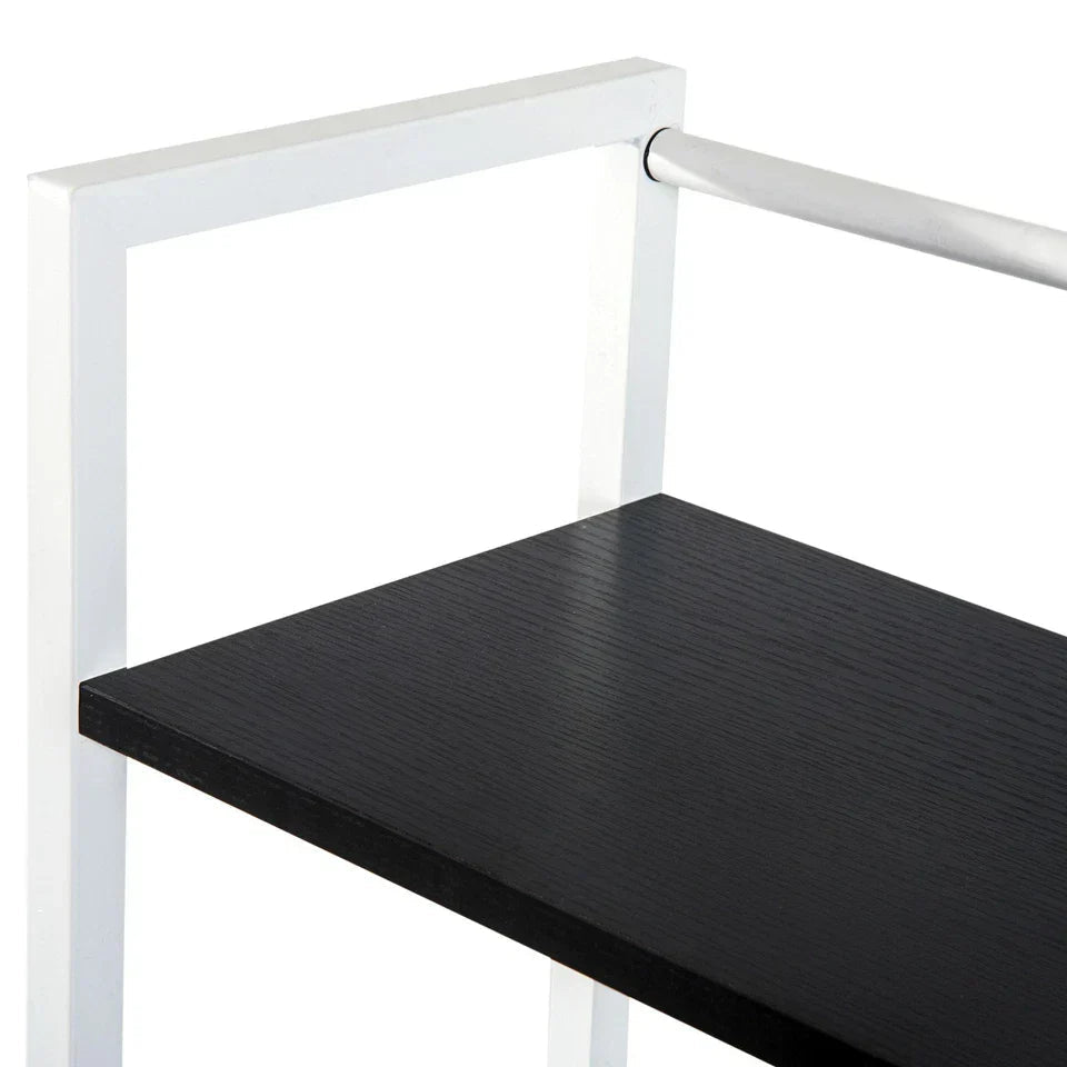 Computer Desk Laptop Table w/4-tier Bookshelf Metal Frame Black, White CorbyCart