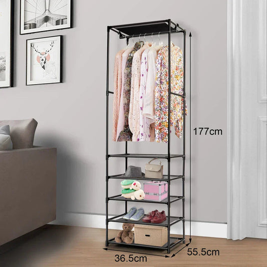 Heavy Duty Clothes Rail Garment Hanging Rack Shoe Storage Shelf Display Black CorbyCart