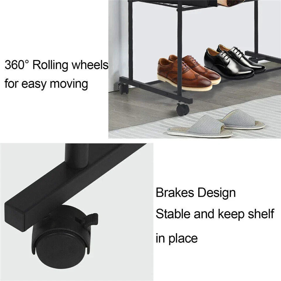 Industrial Pipe Garment Rack Coat Stand Rolling Clothe Rails CorbyCart