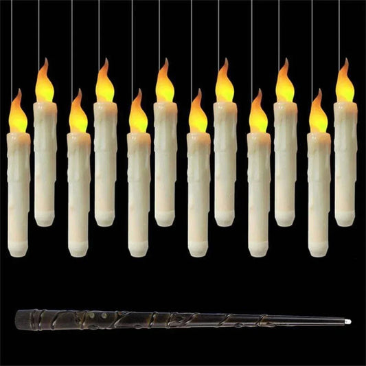 12PCS Floating Candles Halloween Hanging Harry Potter LED Candles Warm White CorbyCart