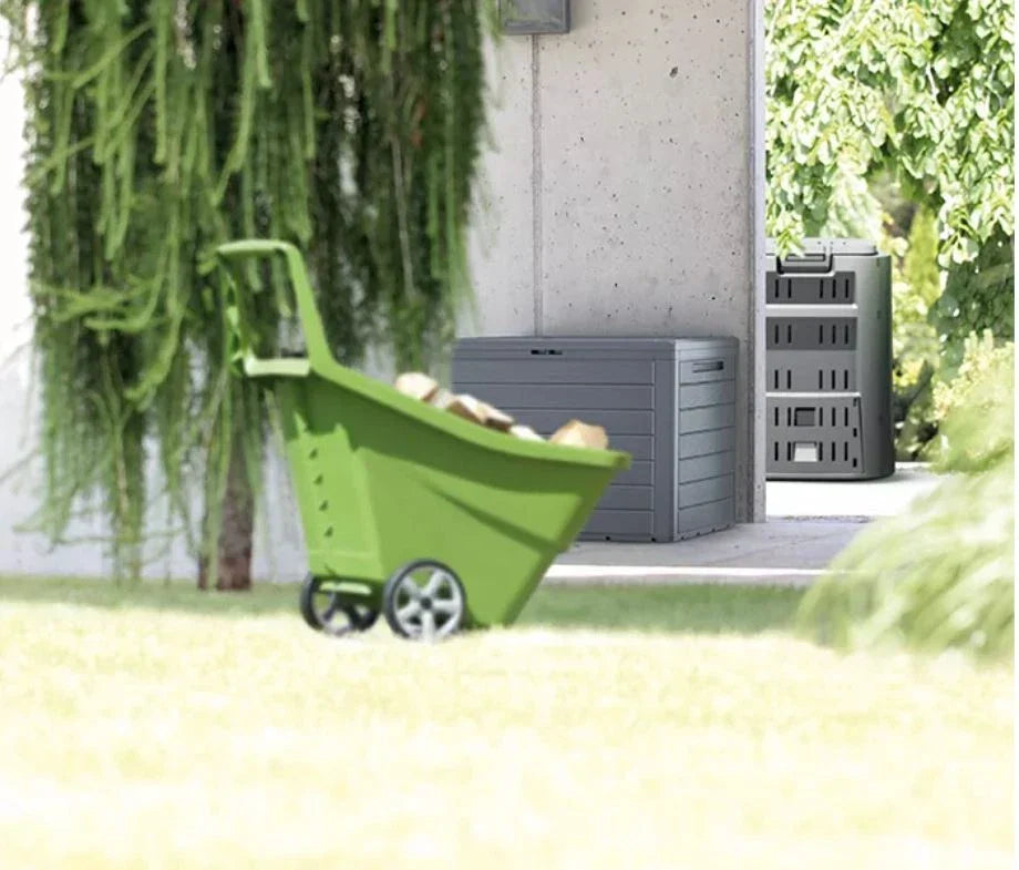 Garden Storage Box Deck Chest 190L Wood Structure Lockable Patio Balcony Grey Corbycart