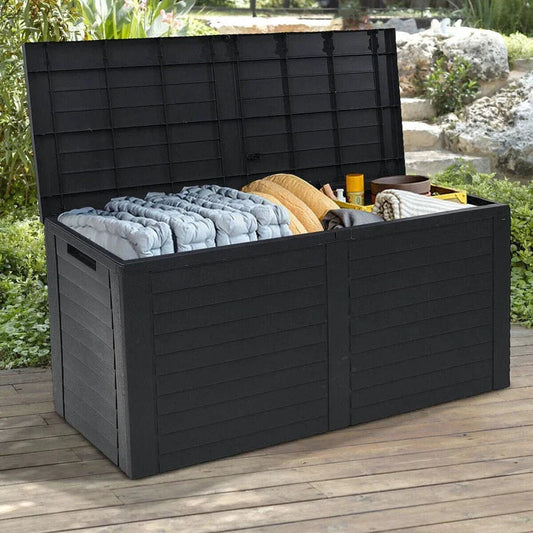 240L Large Outdoor Storage Box Garden Patio Plastic Chest Lid Container Corbycart