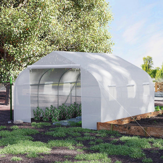 Outsunny 4.5x3x2m PE Mesh Cover Galvanized Metal Frame Walk-In Greenhouse Corbycart