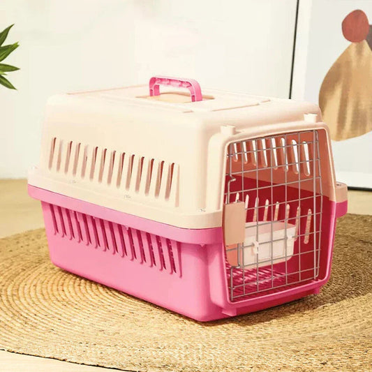 Extra Large Pet Carrier Cat Puppy Travel Cage Dog Carry Basket Transporter Box (Pink) Corbycart