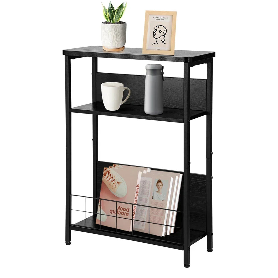 Vintage Narrow Side Table with Storage Shelf, 3 Tier Slim End Table Modern Sofa CorbyCart