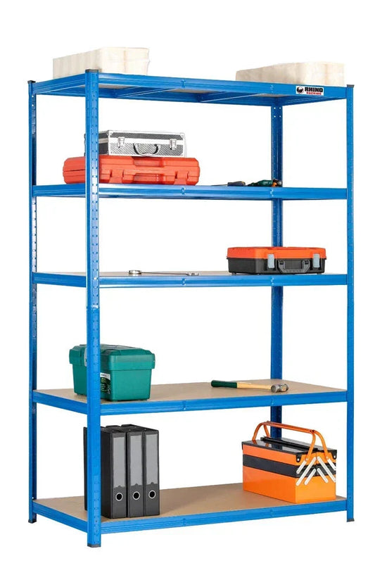 5 Tier Blue Metal Garage Shelving Unit 1000kg 180x120x60cm Corbycart