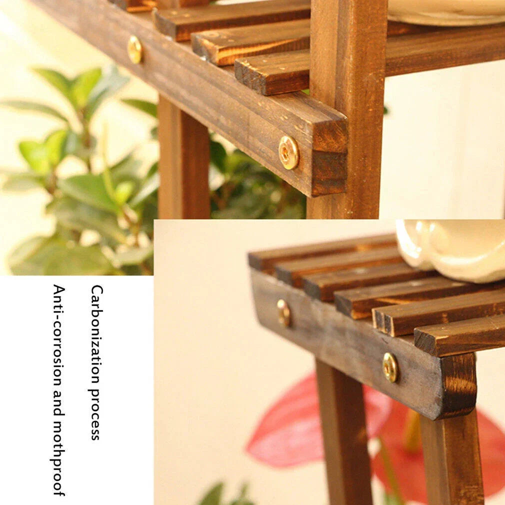 Wood Flower Display Plant Stand 5 Tier Corner Shelf Storage Rack Indoor Outdoor CorbyCart