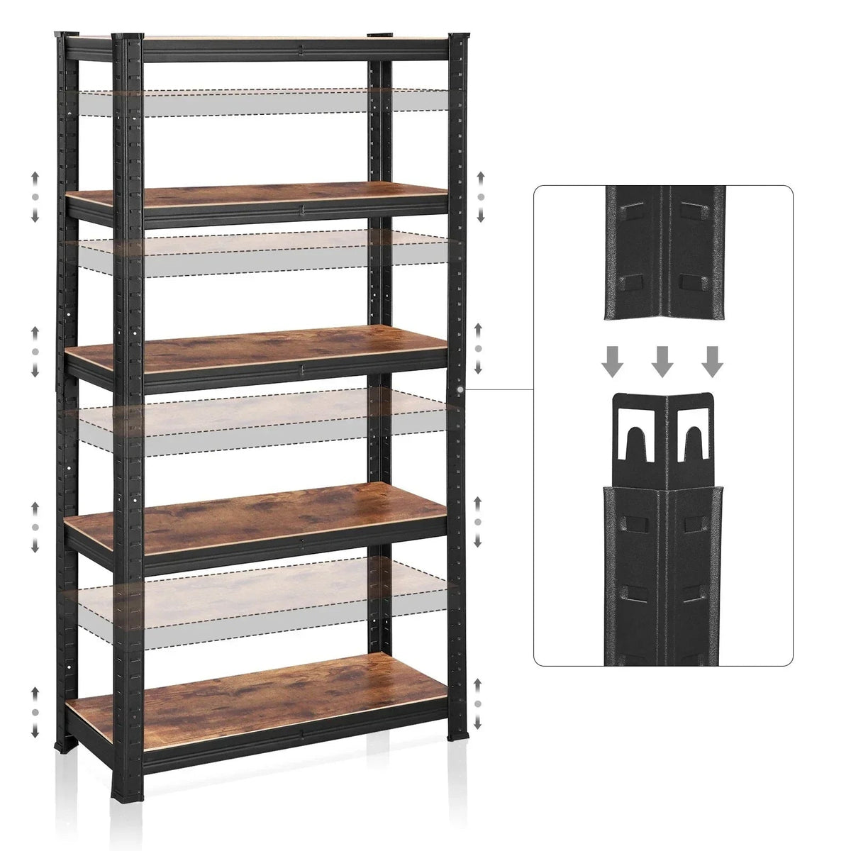 Shelving Unit 650kg Load Capacity Industrial Adjustable Rustic Brown Corbycart