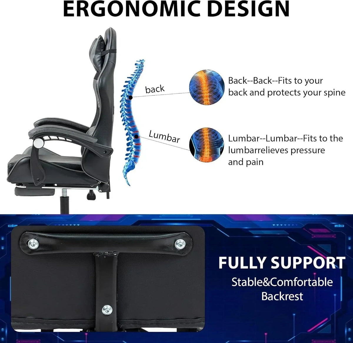 Ergonomic Gaming Chair Executive Office Computer Recliner Swivel Massage Chair CorbyCart