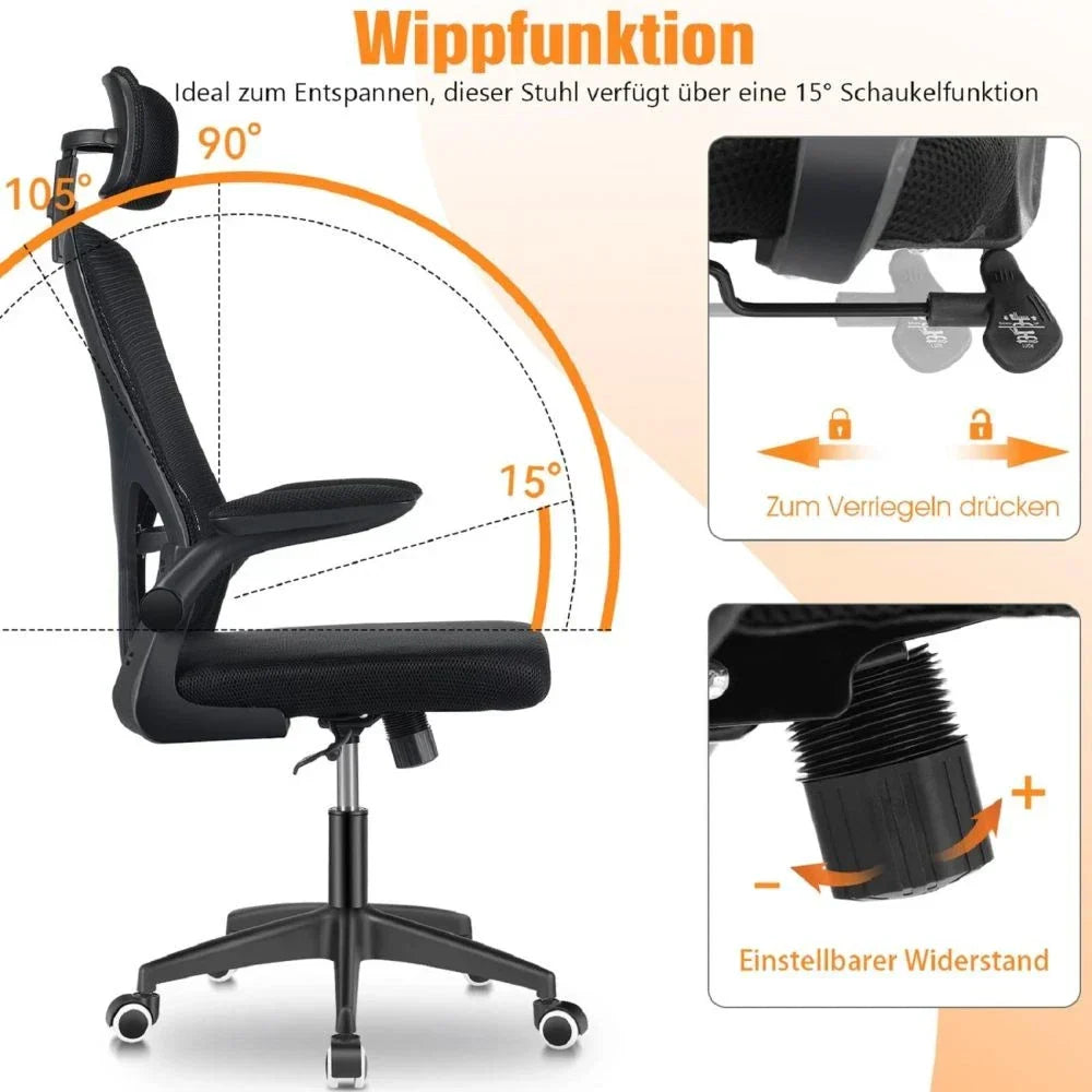 Mesh Office Chair with Adjustable Headrest, Ergonomic Swivel Computer Chair CorbyCart