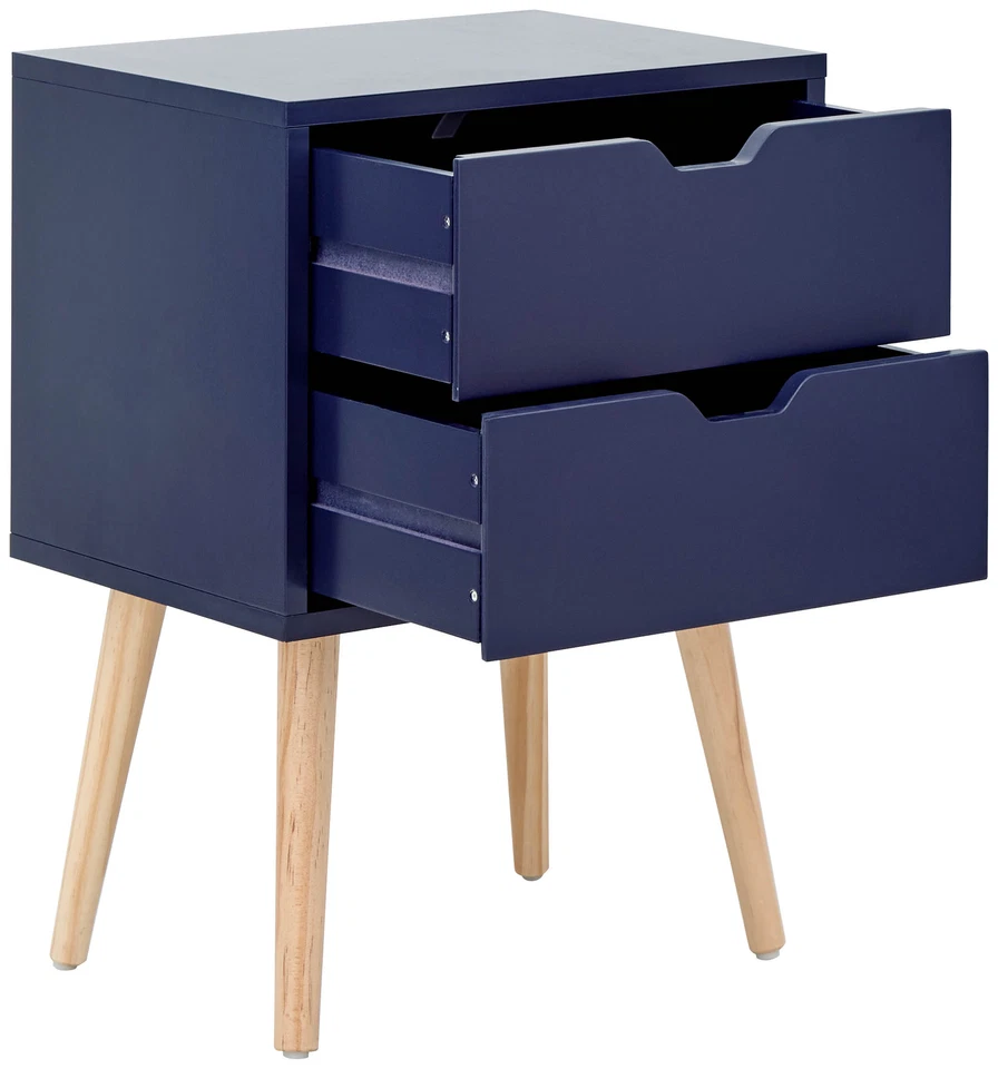 Nyborg Single 2 Drawer Bedside Cabinet Lamp Table Nightstand Blue CorbyCart