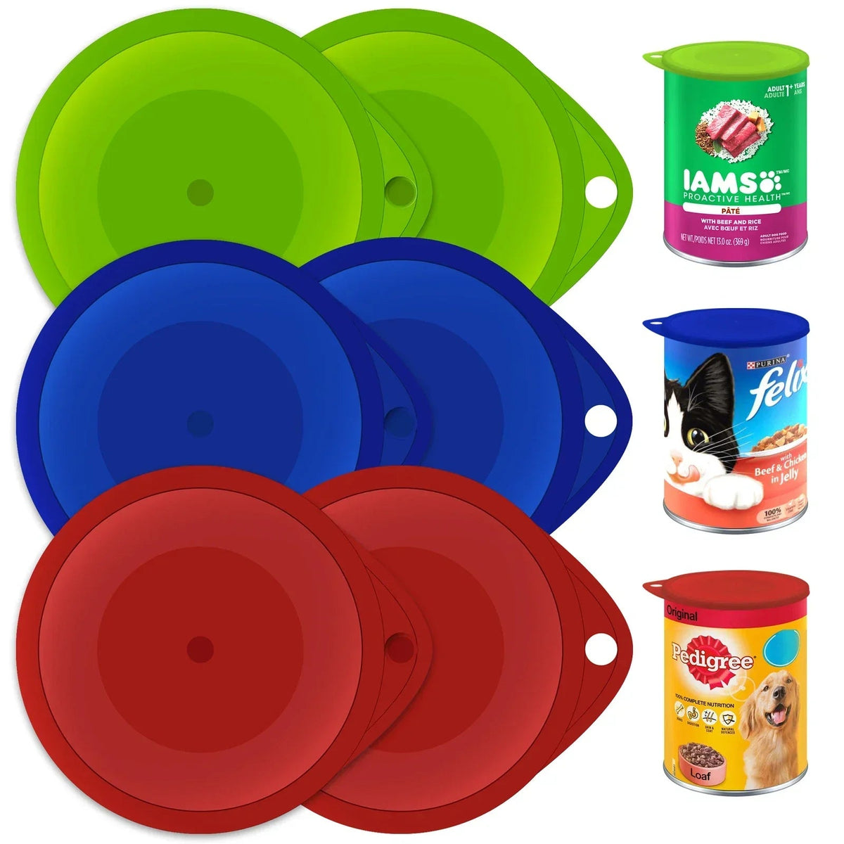 6 Plastic Can Lids Reusable Pet Food Caps Covers Dog Cat Tin Tops Fresh Storage CorbyCart