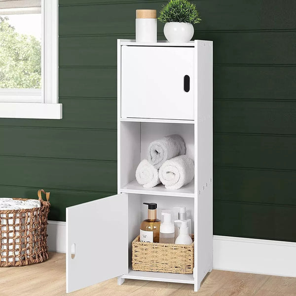 Waterproof Bathroom Storage Cabinet Free Standing Cabinet Organizer Unit White CorbyCart