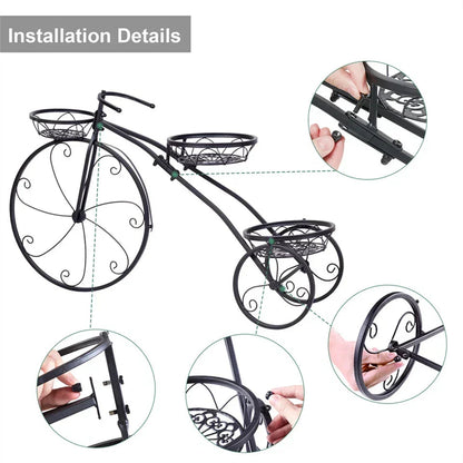 Bicycle Planter Metal Plant Stand Garden Bike Flower Pot Cart Holder Basket Deco Corbycart