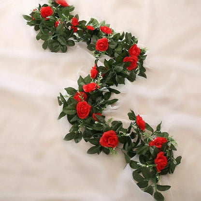 2.5m Artificial Flower Silk Rose Leaf Garland Vine Ivy Home Wedding Garden Corbycart