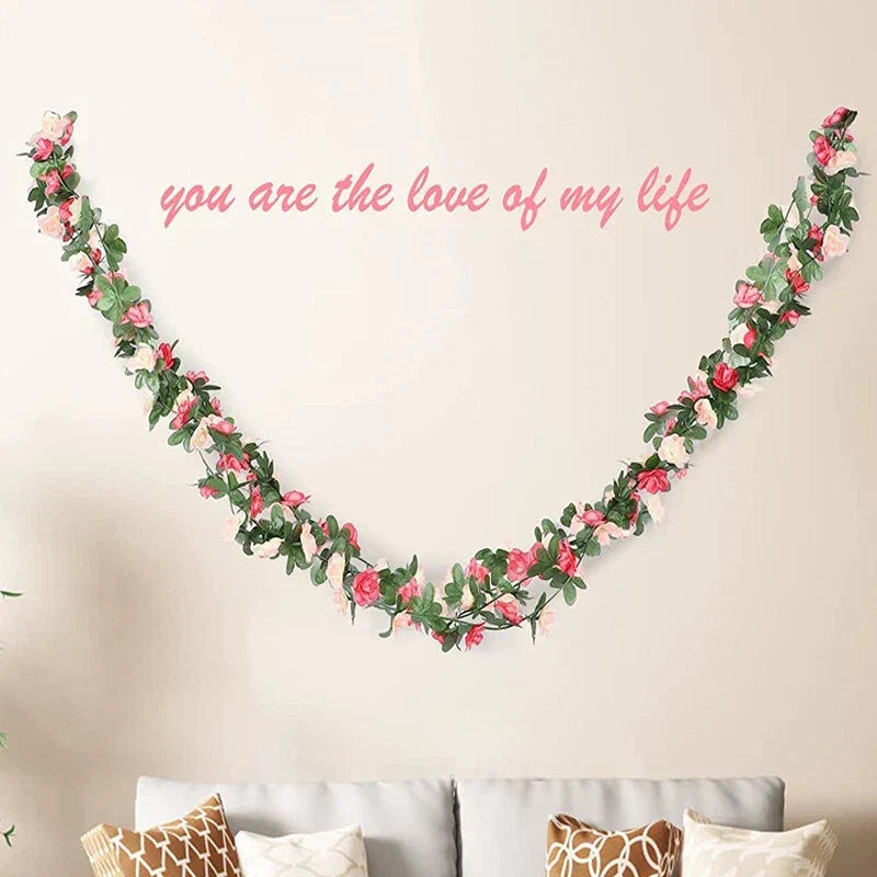 6pcs pink 48 FT Flower Garland Fake Rose Vine Artificial Flowers Hanging decor Corbycart