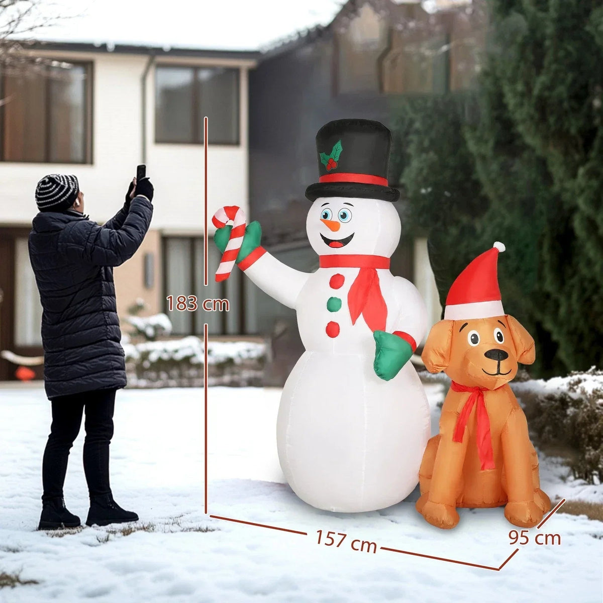 6FT Christmas Inflatables Snowman & Dog for Indoor Outdoor Decor CorbyCart