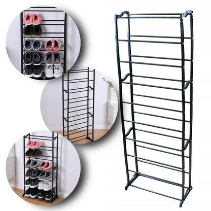 10 Tier Shoe Rack Stand Footwear Organiser Storage Metal Shelf 30 Pairs Unit