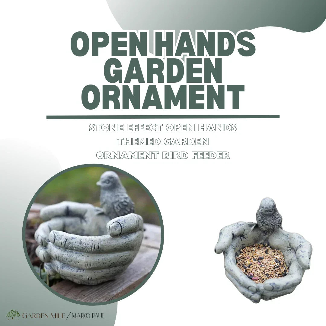 Bird Feeder Stone Effect Bath Garden Decor Hands Ornament Feeding Station Water