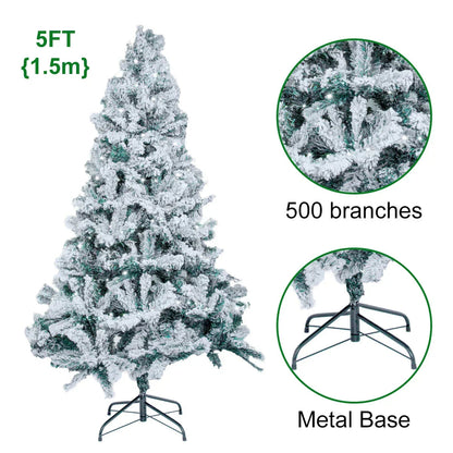 5/6FT Snow Flocked Christmas Tree Bushy Branch Xmas Home Decoration In&Outdoor CorbyCart