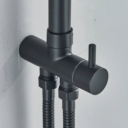 Black Exposed Bathroom Shower Twin Head Large Bar Set Square Valve Rail Hose Tap CorbyCart