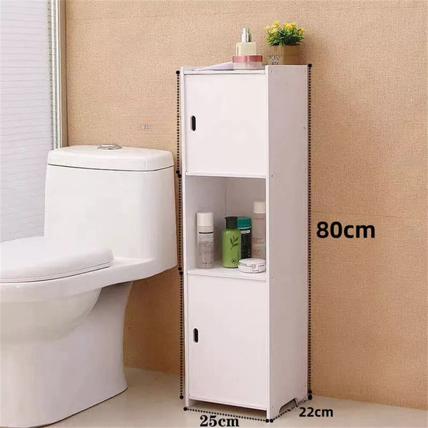 Waterproof Bathroom Storage Cabinet Free Standing Cabinet Organizer Unit White CorbyCart