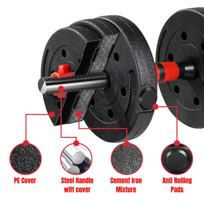 30kg Dumbbells Barbell Set with Connecting Rod CorbyCart