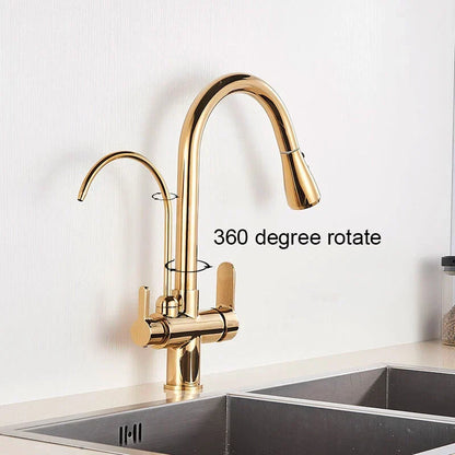 Modern Mono Kitchen Sink Mixer Taps 360° Pull Out Spray Spout Twin Lever 3 Way