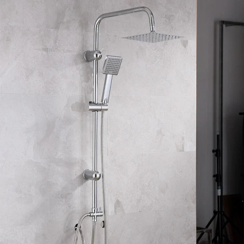 Shower Kit Twin Head 2 Mixer Shower Heads Rail Hose Riser Square Bathroom Set CorbyCart