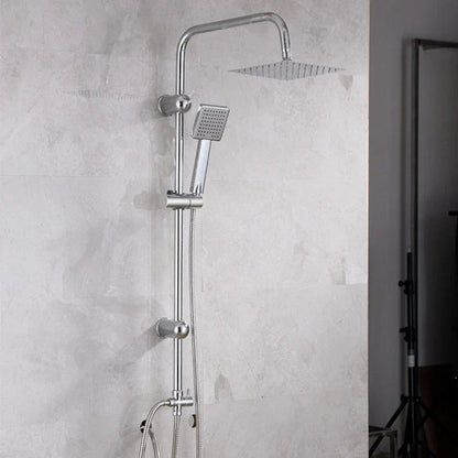 Shower Kit Twin Head 2 Mixer Shower Heads Rail Hose Riser Square Bathroom Set CorbyCart