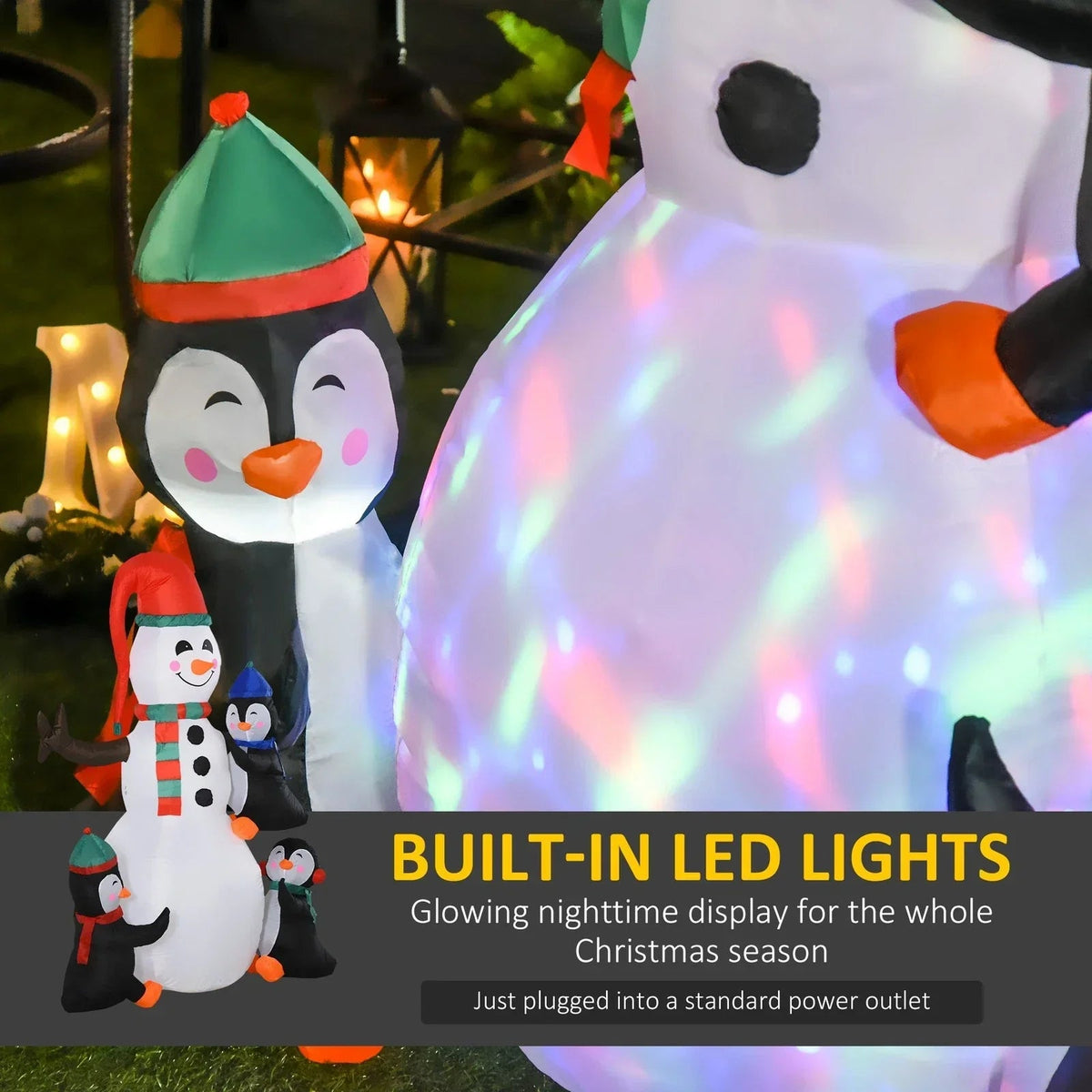 6ft Inflatable Christmas Decoration Snowman Three Penguins LED Lighted Outdoor CorbyCart