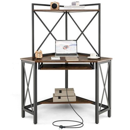 Corner Desk Space-Saving Computer Desk Home Office Study Writing Desk w/Shelves CorbyCart