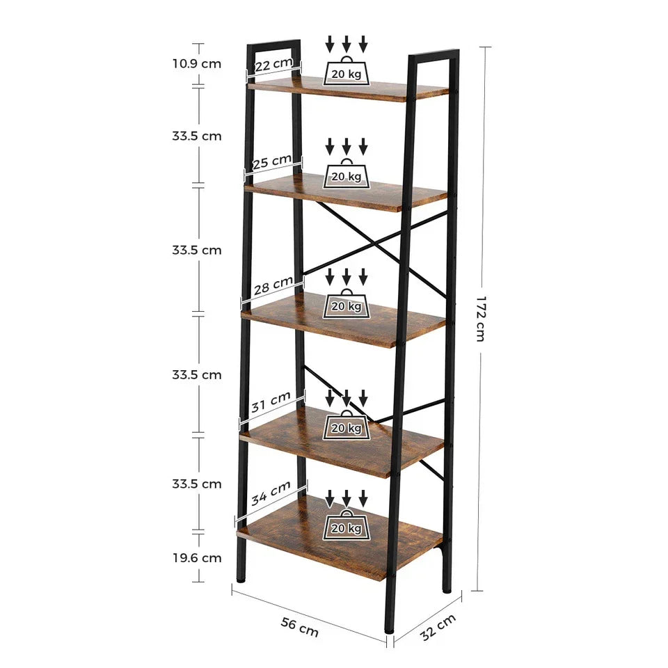 Ladder Shelf Bookcase Tier Display Storage Shelving Unit Stand Wall Rack