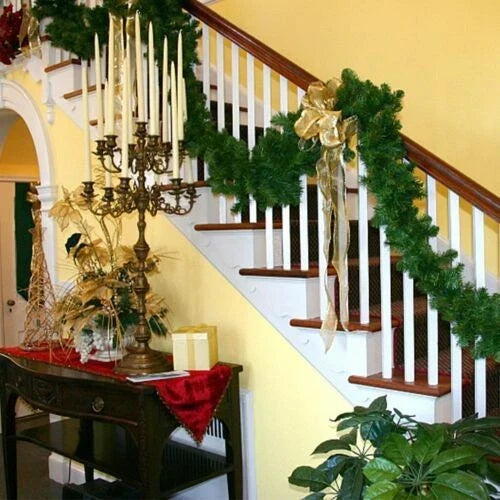 16FT Christmas Garland with LED Lights Pre Lit Stairs Home Fireplace Bushy Pine CorbyCart