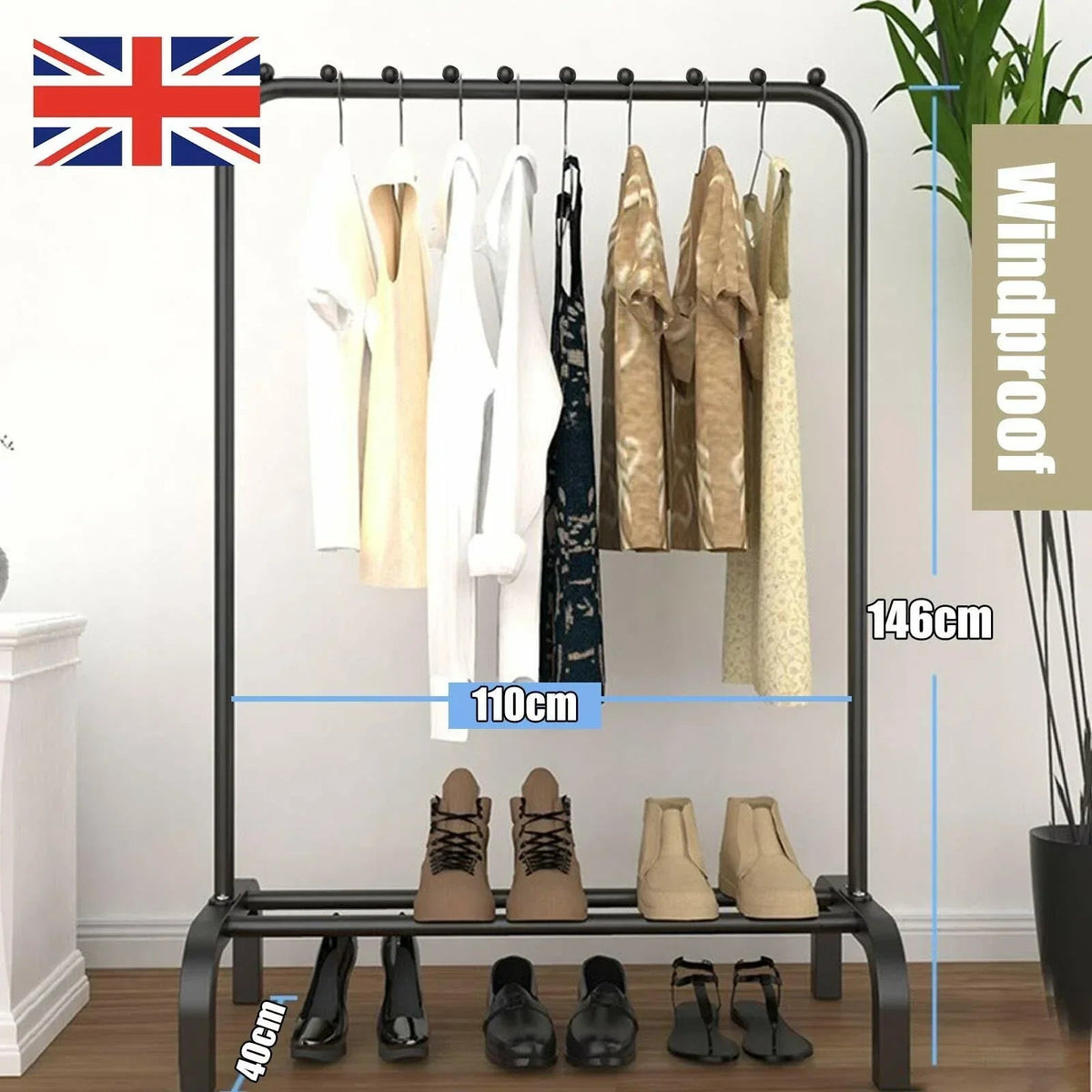 Heavy Duty Metal Clothes Rail Rack Garment Hanging Display Stand Storage Shelf CorbyCart