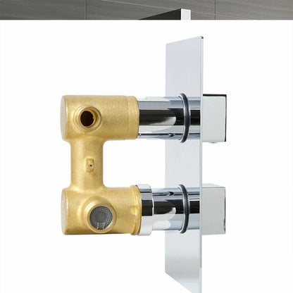 Modern Concealed Square Shower Brass Valve Mixer Twin Head Shower Set Chrome CorbyCart