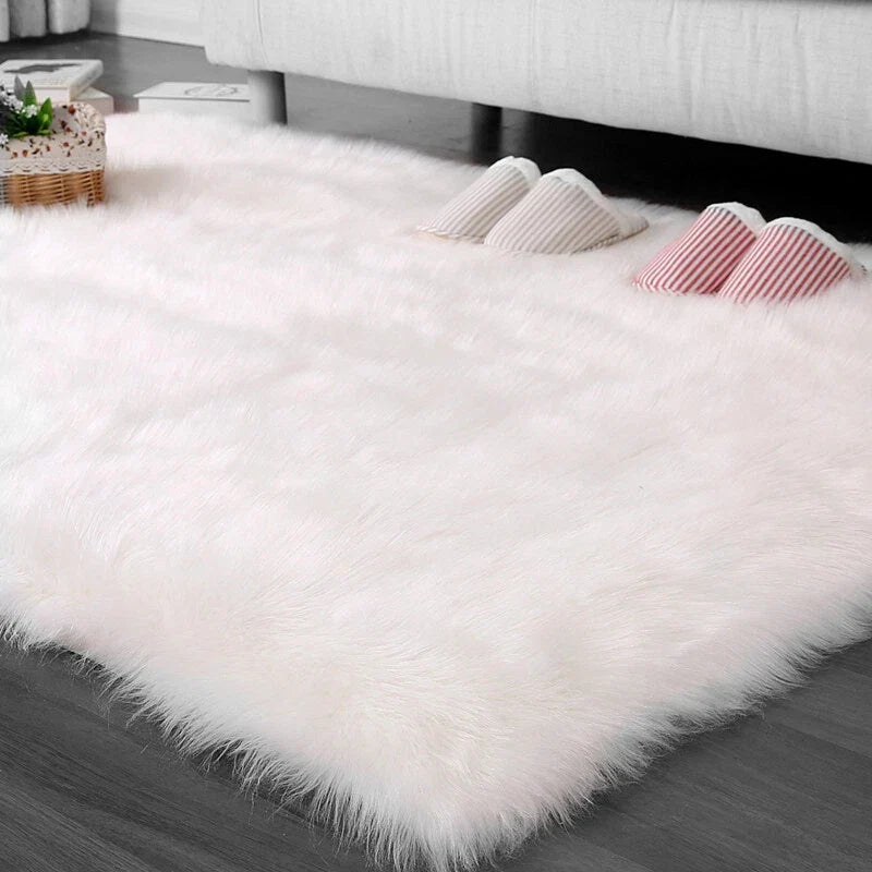 Faux Fur Sheepskin Fluffy Rug Soft LivingRoom Bedroom Rectangle Carpet Floor Mat CorbyCart