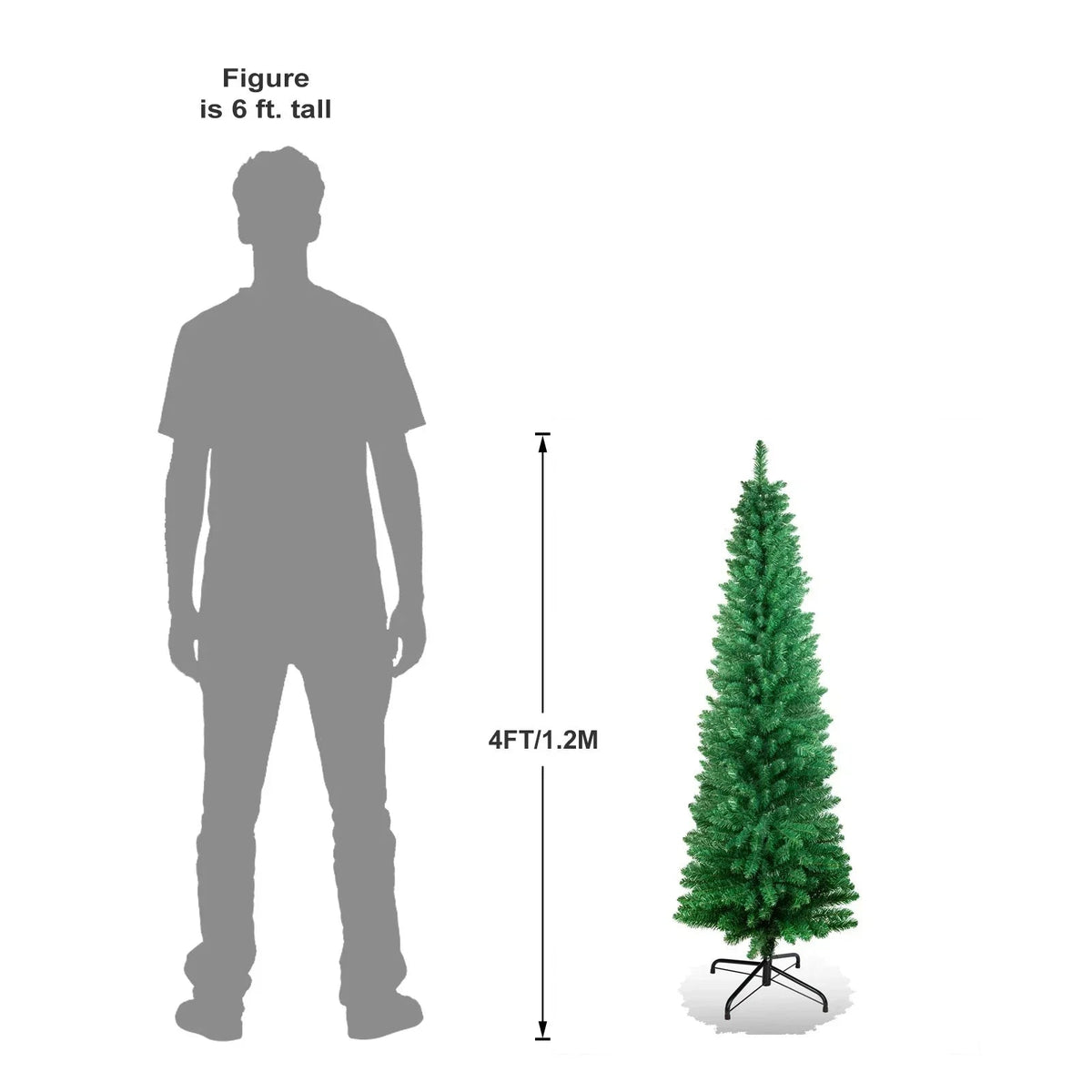4/5/6/7ft Pencil Slim Christmas Tree with Lights Artificial XMAS Home Decoration CorbyCart