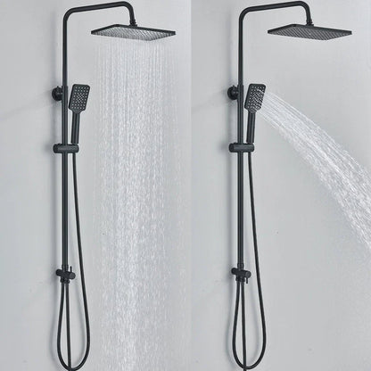 Black Exposed Bathroom Shower Twin Head Large Bar Set Square Valve Rail Hose Tap CorbyCart