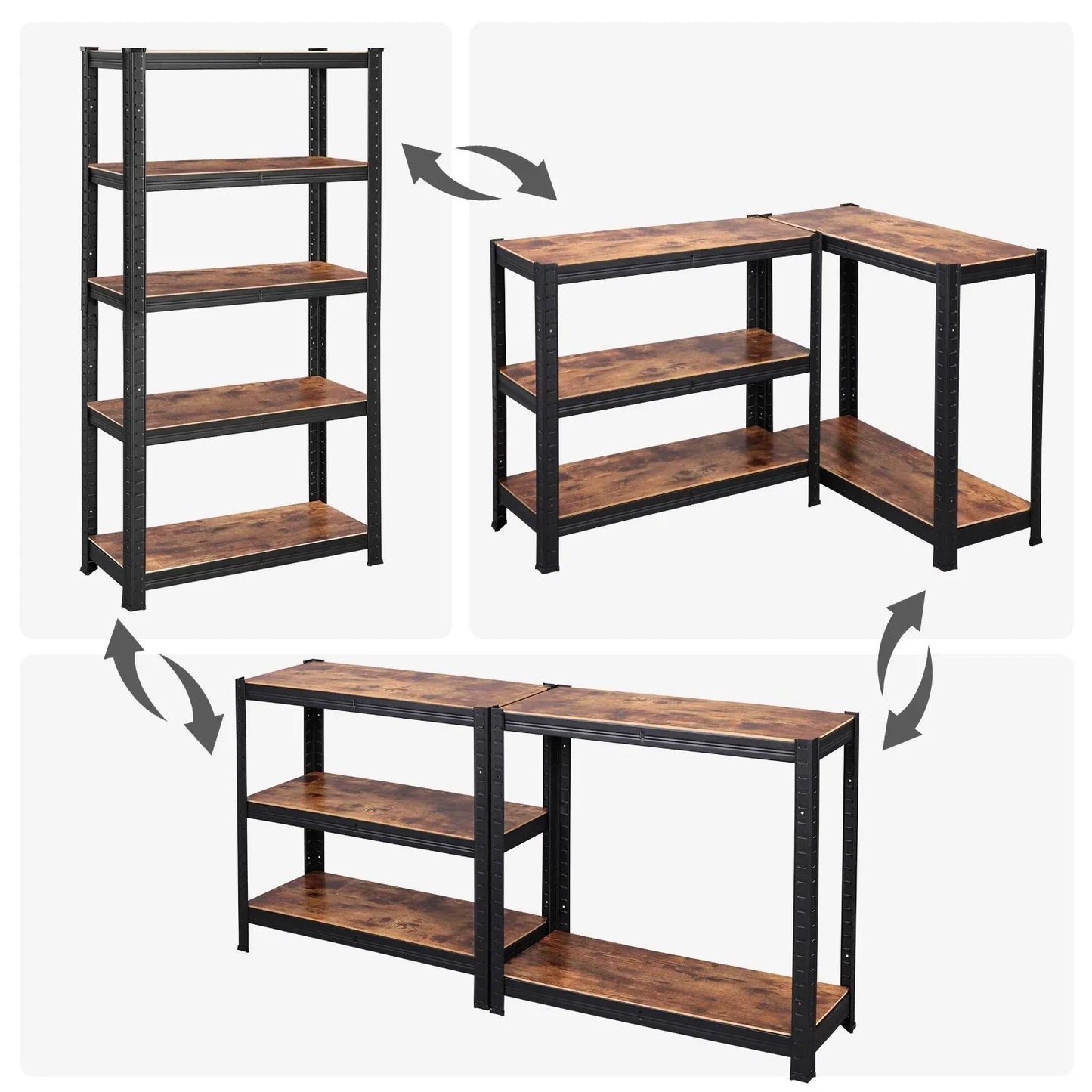 Shelving Unit 650kg Load Capacity Industrial Adjustable Rustic Brown
