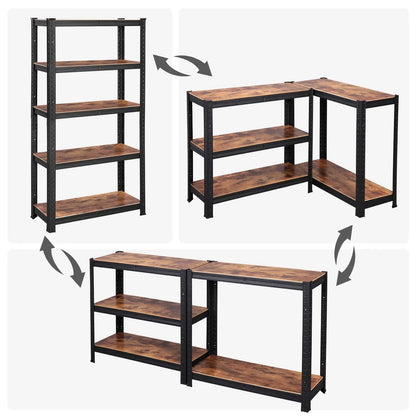 Shelving Unit 650kg Load Capacity Industrial Adjustable Rustic Brown