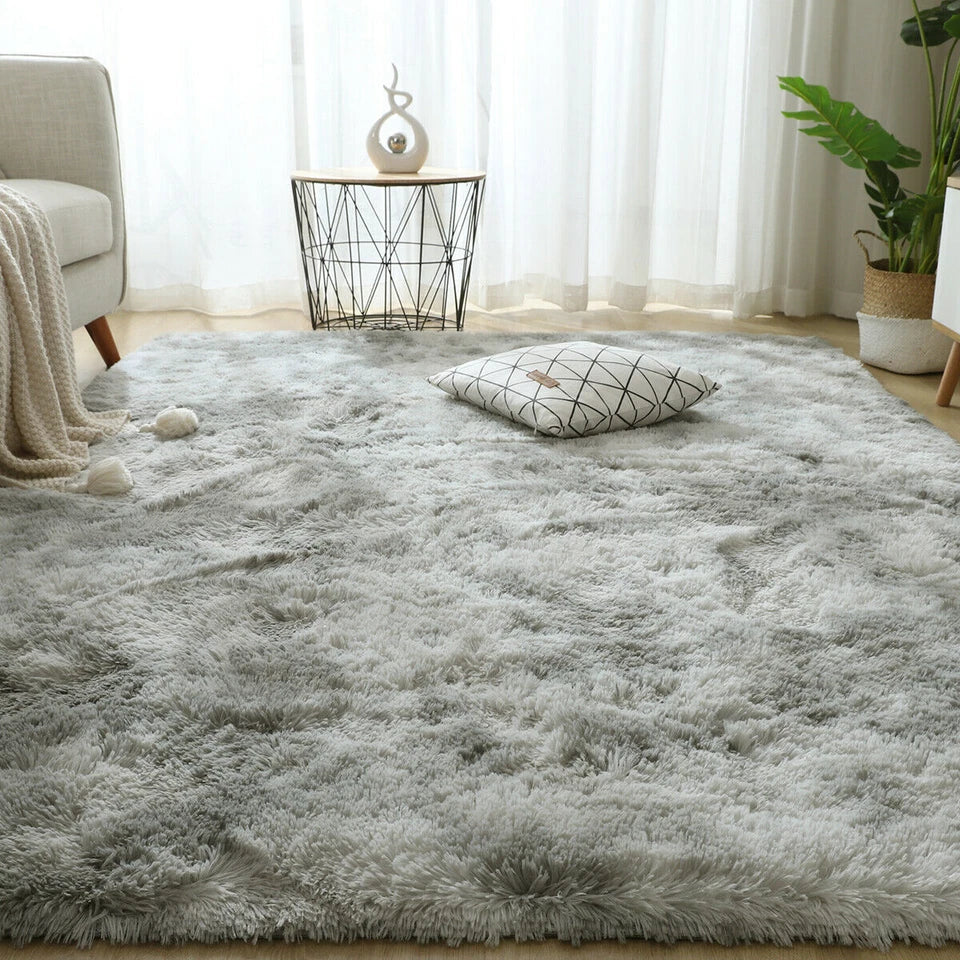 120x170cm Silver Grey fluffy rug CorbyCart