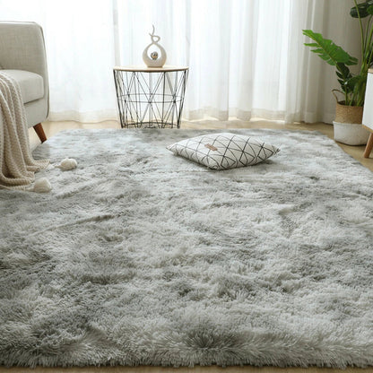 120x170cm Silver Grey fluffy rug CorbyCart