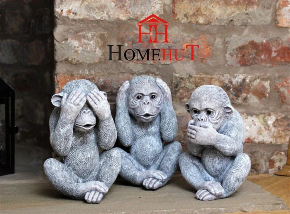 3 Wise Monkey Garden Ornaments See, Speak, Hear No Evil Monkey Corbycart
