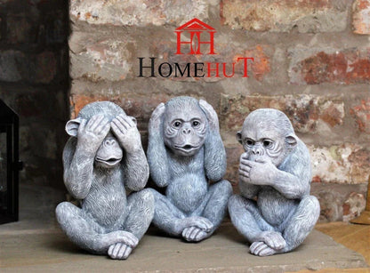 3 Wise Monkey Garden Ornaments See, Speak, Hear No Evil Monkey Corbycart