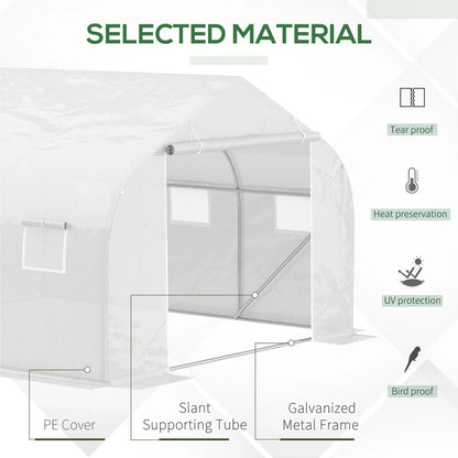 Outsunny 4.5x3x2m PE Mesh Cover Galvanized Metal Frame Walk-In Greenhouse