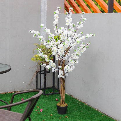 Artificial Blossom Tree Pink/White 120cm 4ft Realistic Faux House Plant Fully Potted
